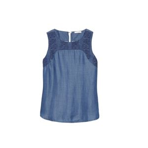 LAJU Valora Embroidered Chambray Top